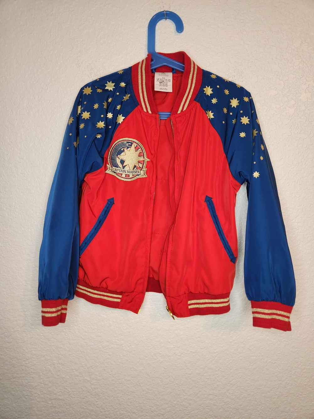 Captain Marvel Disney Comics Jacket Girls Full Zip Logo Red Blue Y2k size 5 6 - Picture 16 of 16